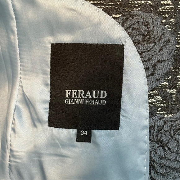 Women's Gianni Feraud Black Rose Blazer | Sz US 4 / EU 34| Brocade Fitted Jacket - Picture 8 of 10